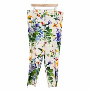 Vintage Jams World White Floral English Garden Drawstring Pants Sz M